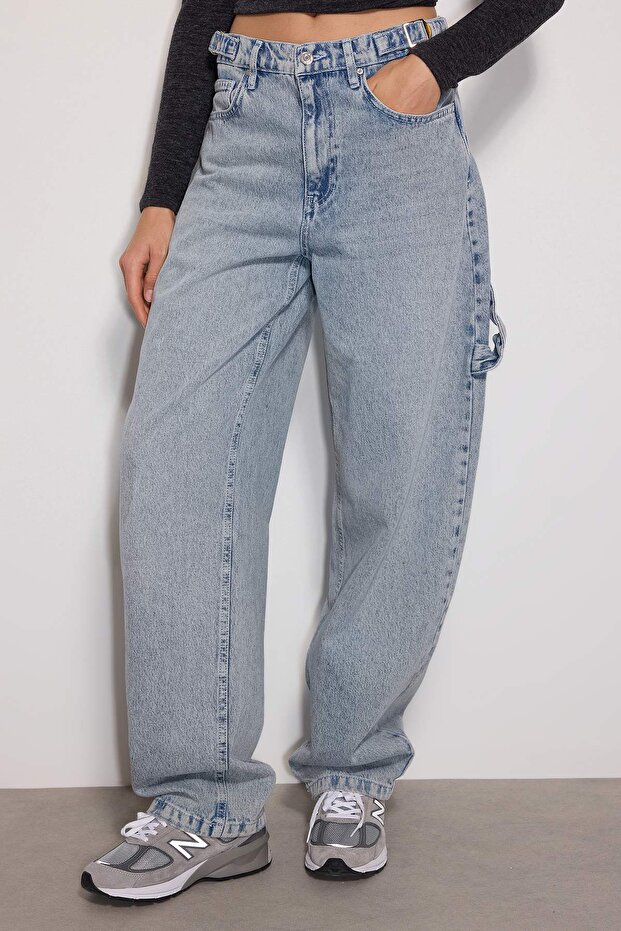 Açık Mavi More Sustainable Bol Kesim Yüksek Bel Loose Baggy Jeans TWOAW24JE00308 - 3