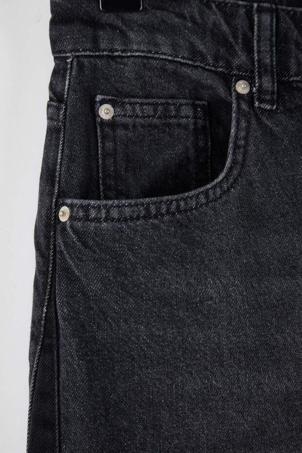 Antrasit Yüksek Bel Renk Bloklu Wide Leg Jeans TWOAW26JE00099 - 7