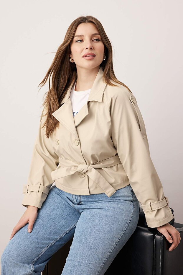 Taş Regular Büyük Beden Trençkot TWOAW26BM00002 - 1