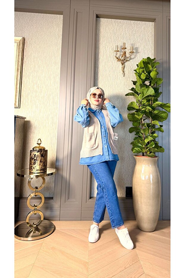 TRİKO DENIM GÖMLEK - 3