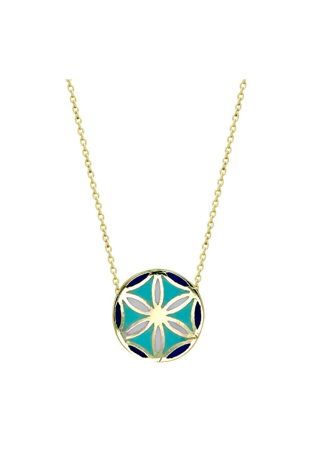 Yaşam Çiçeği Altın Mineli Kolye - 2