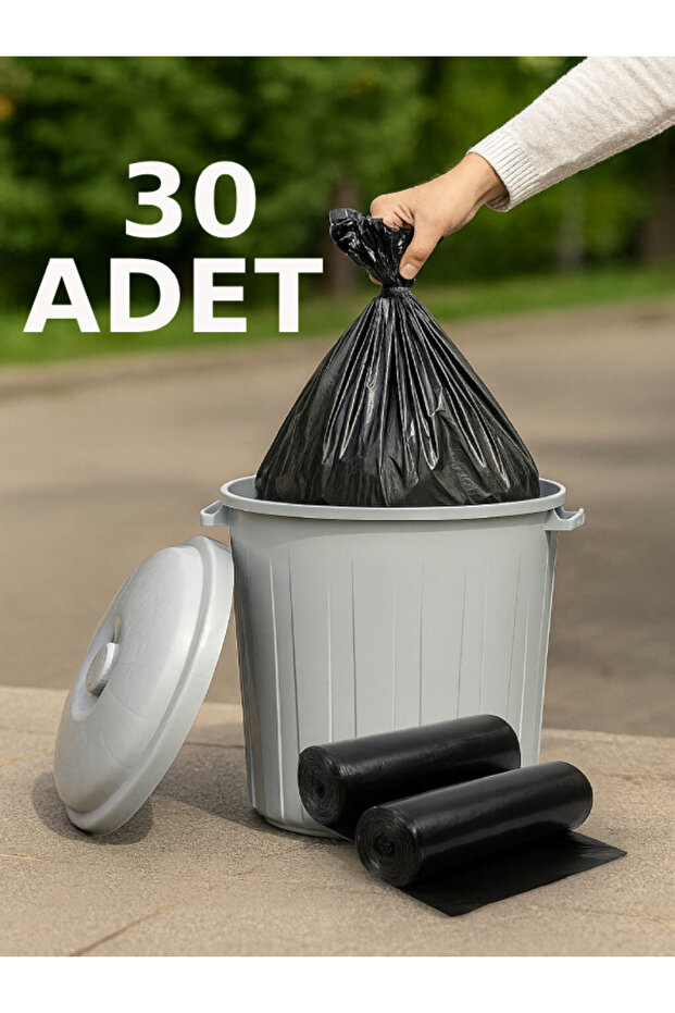 30 Adet Jumbo Çöp Poşeti 75x90 Endüstriyel (10'lu X 3 Rulo) Paket Battal Çöp Torbası - 1