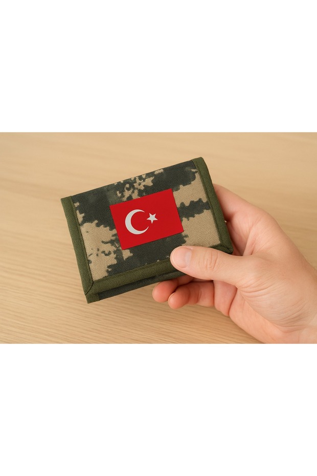 Unisex Yeşil Boyun Askılı Asker Cüzdanı - 1