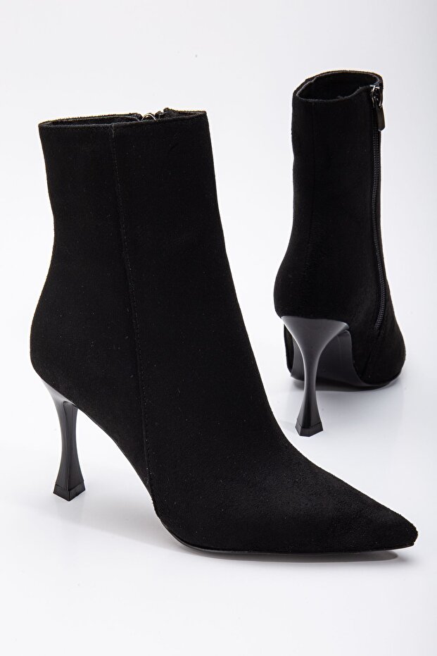 Siyah Süet Yüksek Topuklu Bot & Bootie - 1