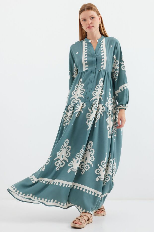 BDART Astarlı V Yaka Maxi Elbise - 3