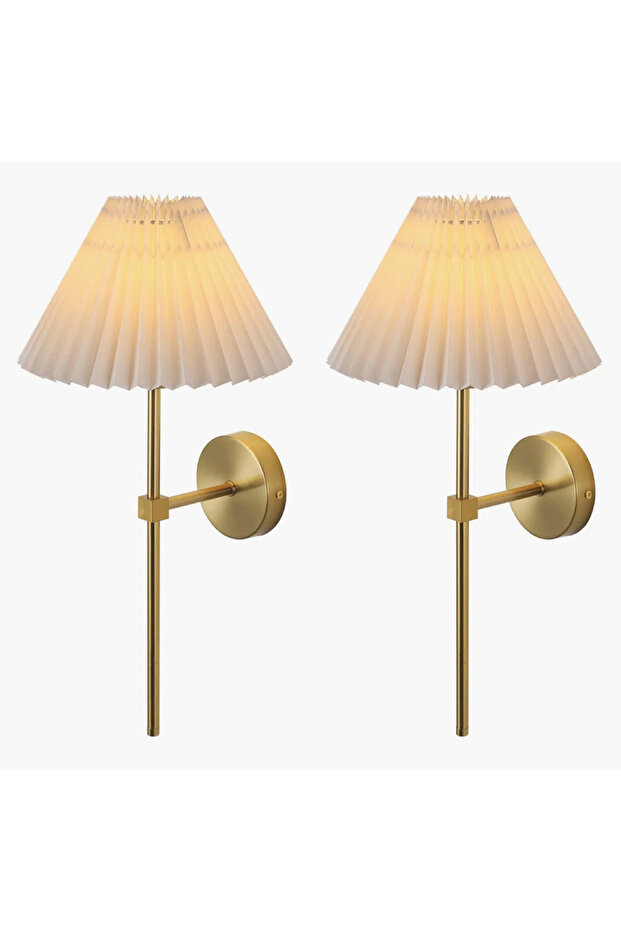 Pilli Aplik Kablosuz Tak Çalıştır Krem Abajur Umbrella Aplik Eskitme Gold Sarı 1 Adet - 4