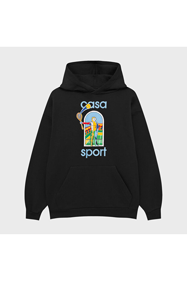 Casablanca Tenis Printed Oversize Unisex 100% Cotton Breathable Sweatshirt Hoodie
