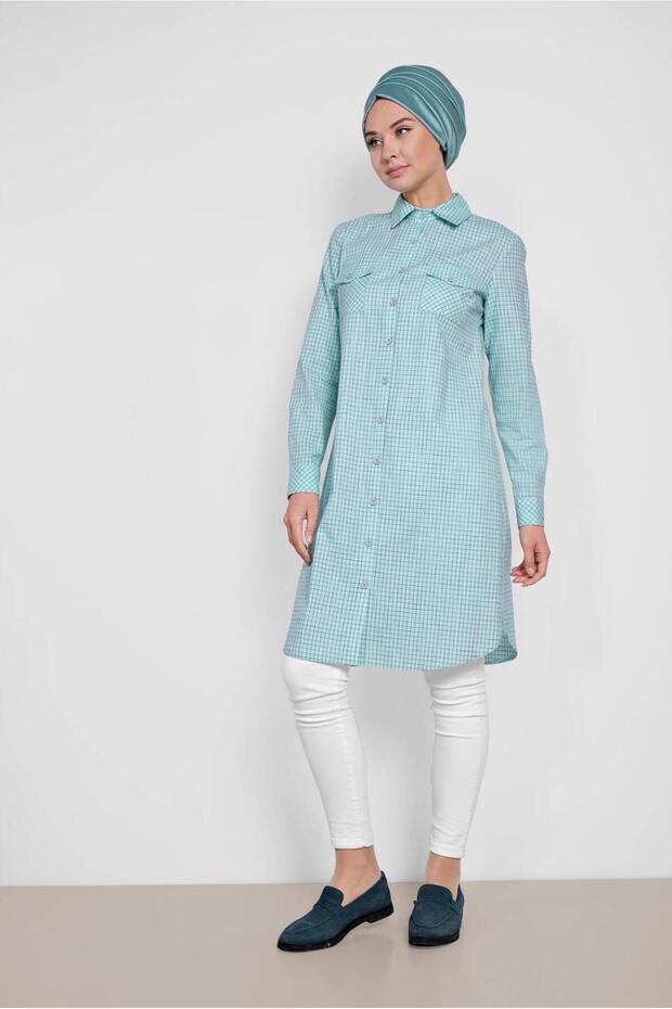 Square Patterned Cotton Tunic 4149 - 3