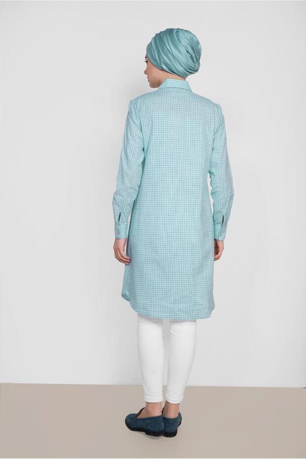 Square Patterned Cotton Tunic 4149 - 4