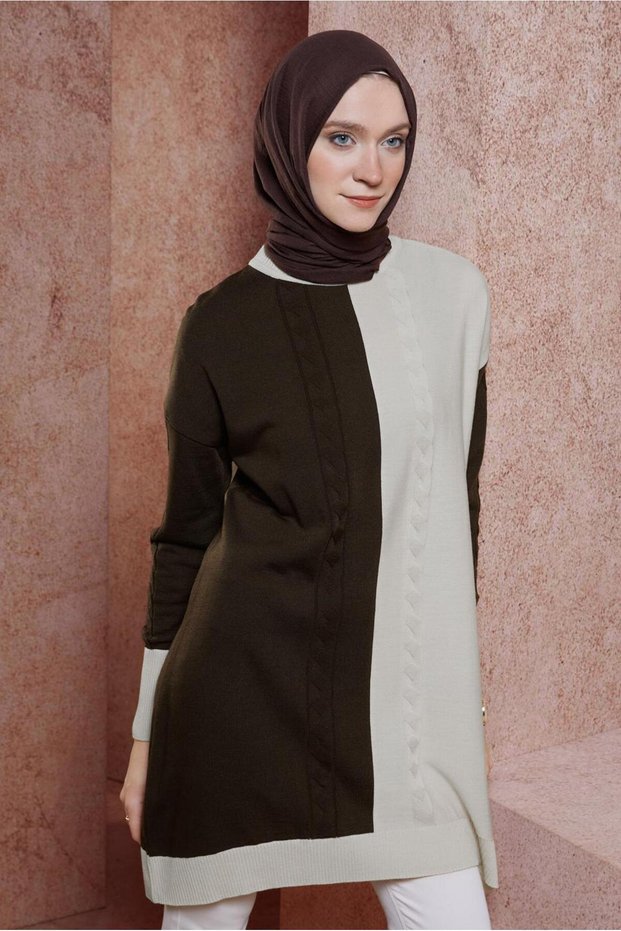 Two Color Knitwear Tunic 44901