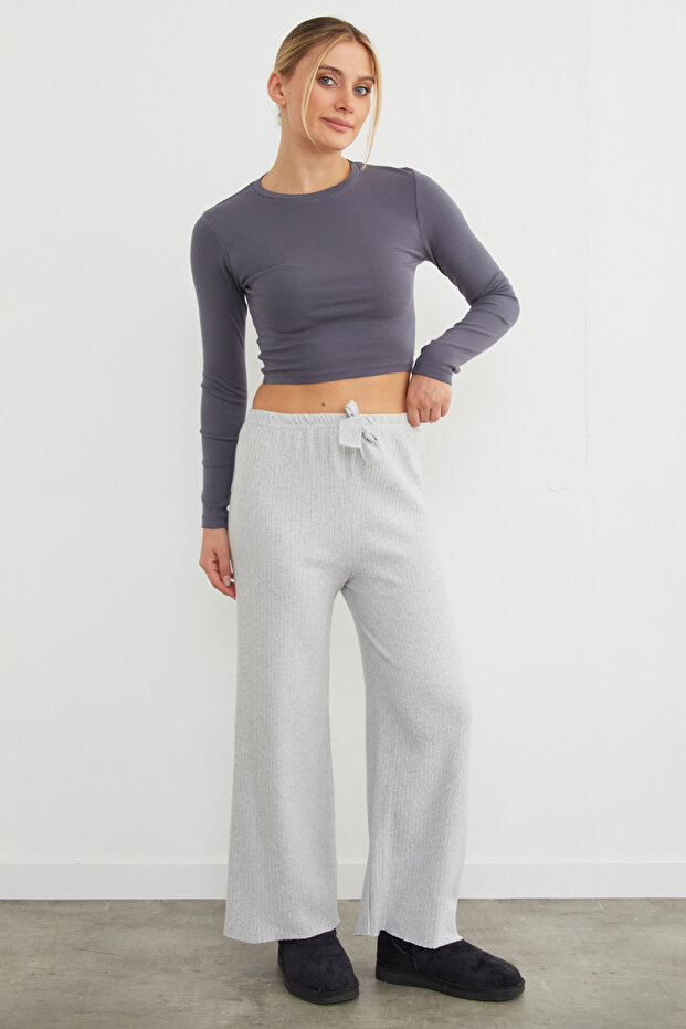 Basic Fitilli Beli Lastikli Pantolon - 1