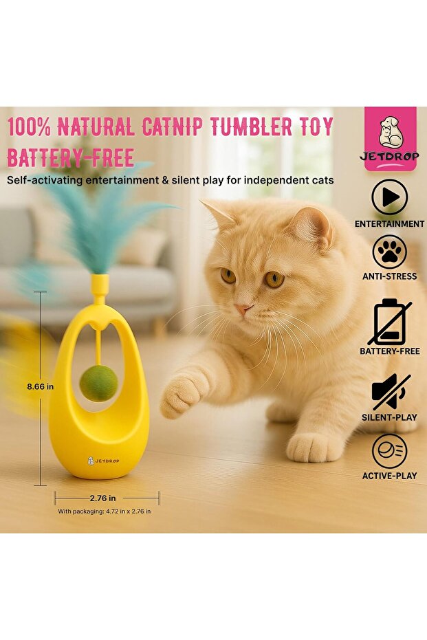 Cat Toy,Interactive Self-Righting Wobble Tumbler with Catnip Ball for Cat Exercise & Entertainment - 2