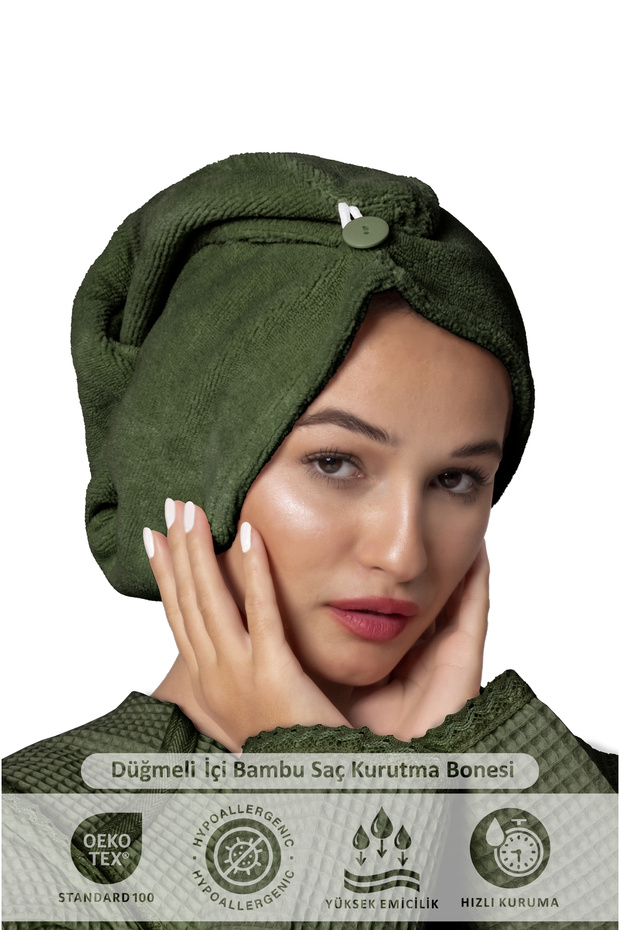 Hair Thick Bamboo Cotton Towel Green 66 X 21