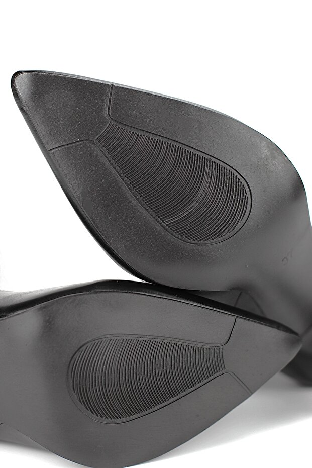 Sylvie Siyah Cilt Esnek Yumuşak Kaymaz Taban (6cm) Streç Bot - 8