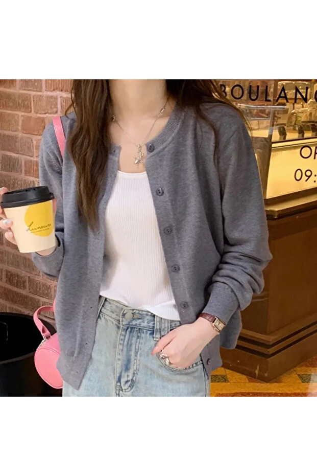 Women's Basic Buttoned Knitwear Cardigan
