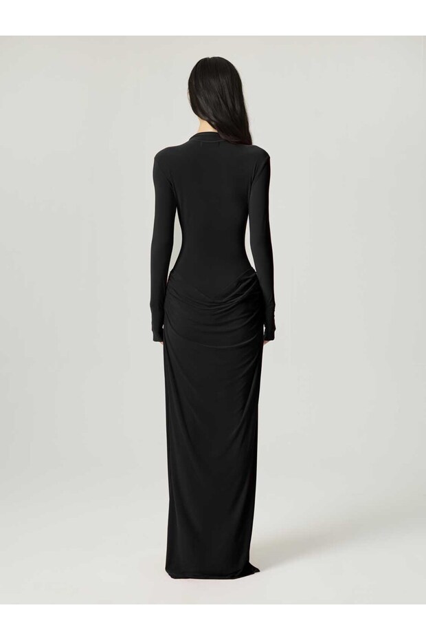 Balıkçı Yaka Maxi Elbise - 5