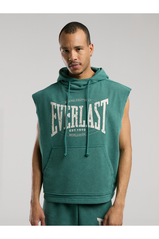 Authentic Boxing Oversize Dark Green Sleeveless Men's Sweatshirt