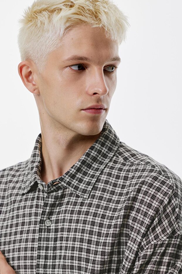 Kareli uzun kollu gömlek - 5