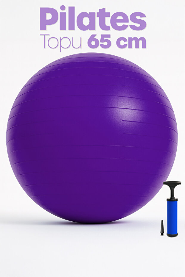 65 cm Pilates Ball and Pump Set | Suitable for Height 155-170 cm Durable Anti-Slip Purple