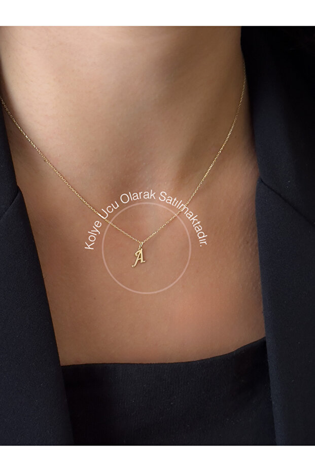 Taşsız A Harfi, 14 Ayar Altın Kolye Ucu - 2