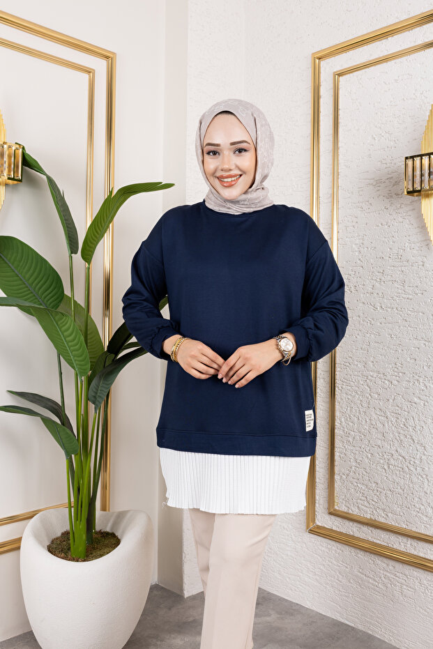 Kadın Piliseli Modal Kumaş Tunik - 1