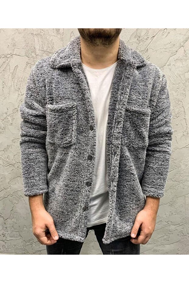 Gray Welsoft Plush Jacket - 1