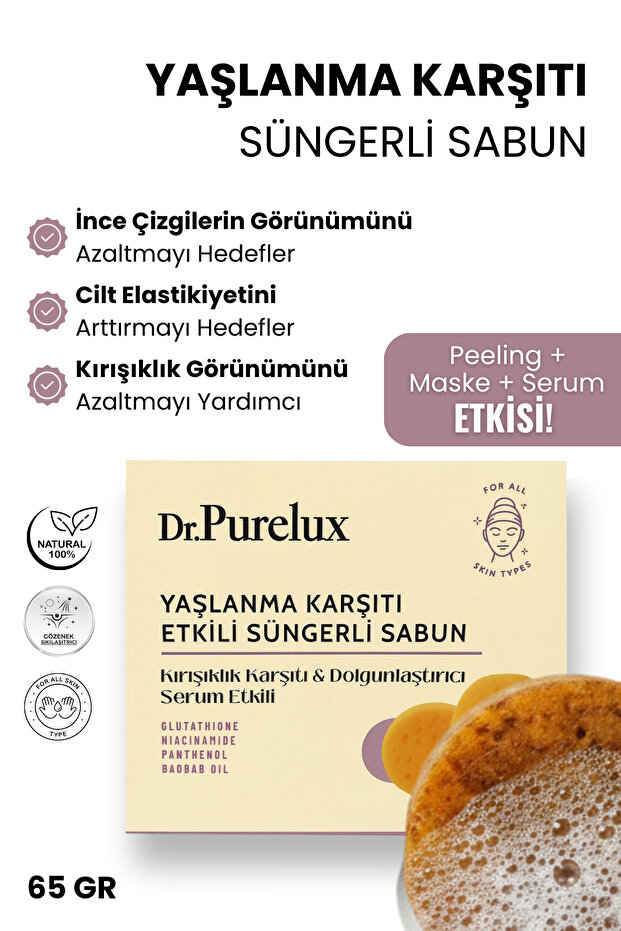 Anti-Aging and Anti-Wrinkle, Plumping Serum Effective - Sponge Soap with Peeling Effect