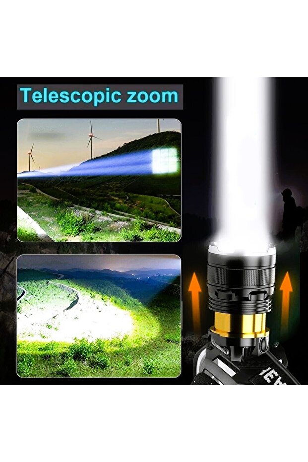 Sensörlü Zoomlu Profesyonel 3000 Lümen Xhp50 Led Usb'li Şarjlı Kafa Lambası - 8
