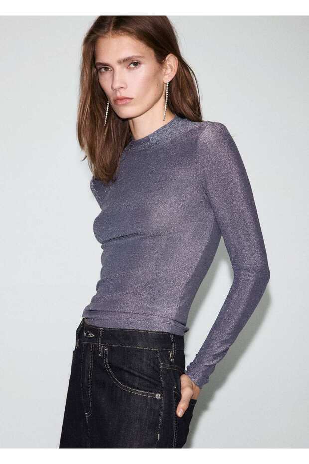 Perkins yakalı simli tişört - 1