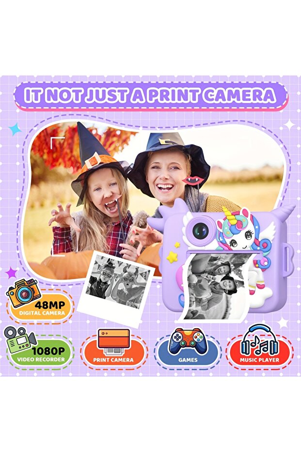 Children's camera with instant printing, VALA® 10K UNICORN, front-rear camera, autofocus, - 3