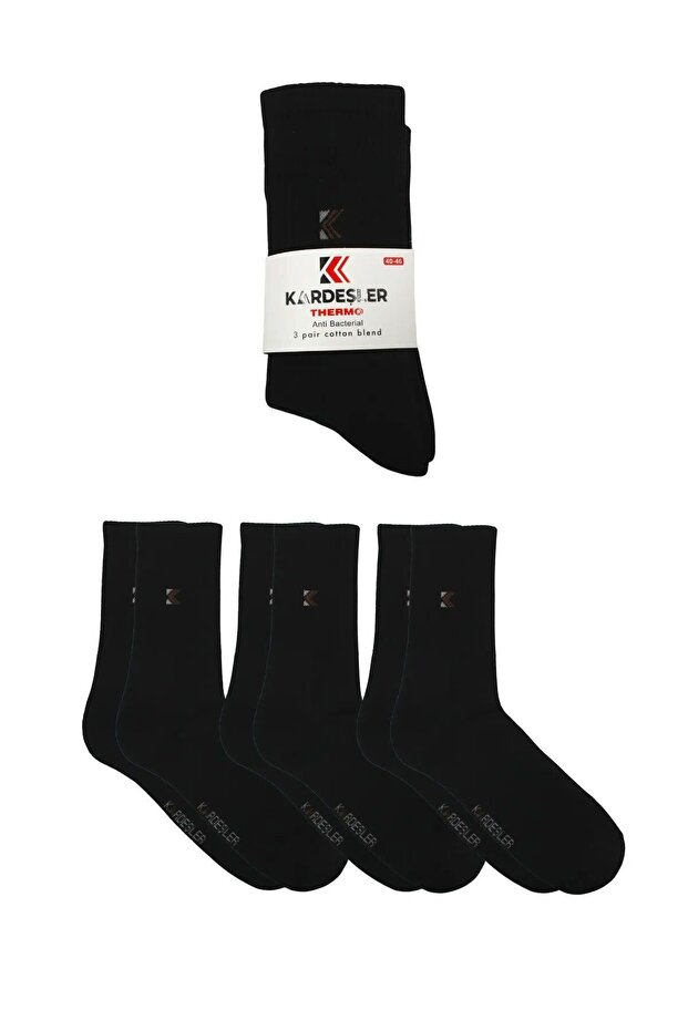 Men's Towel Cotton Winter Thick Black Socks Thermal 3 Pack