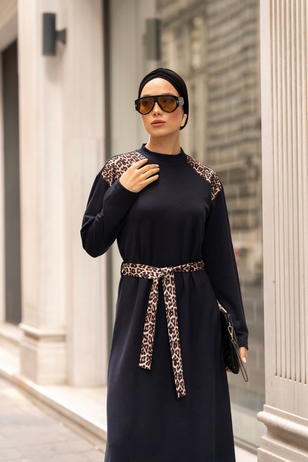 Leopard Detailed Double Face Cotton Lycra Sports Dress