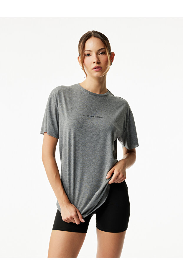 Crew Neck Short Sleeve Printed Oversize Sports T-Shirt