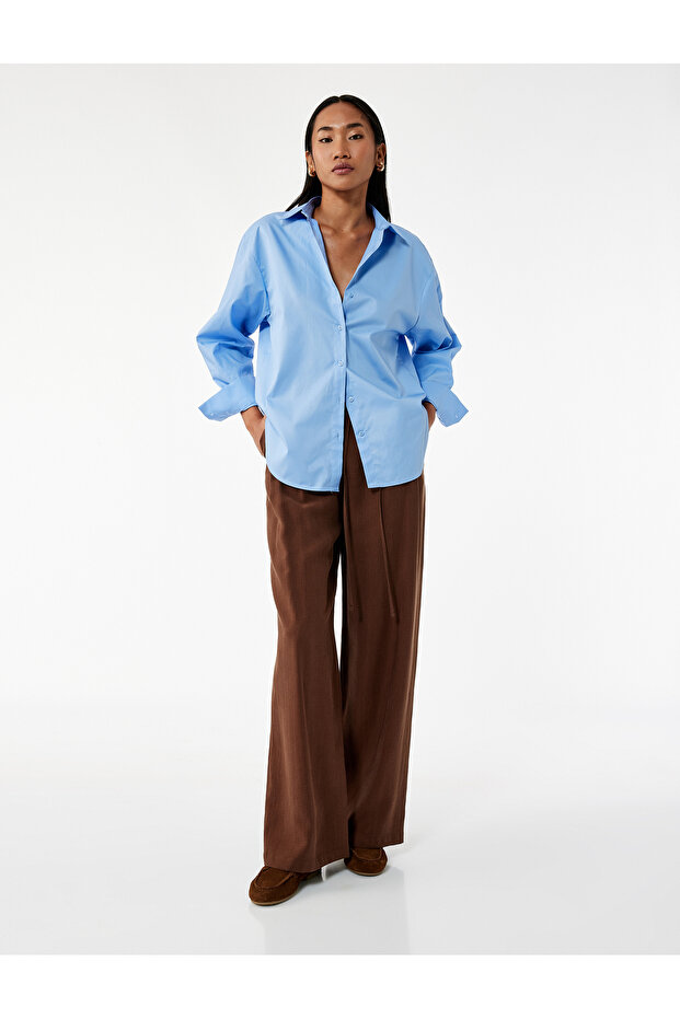 Modal Fabric Pockets Waist Lace-Up Wide Leg Palazzo Pants