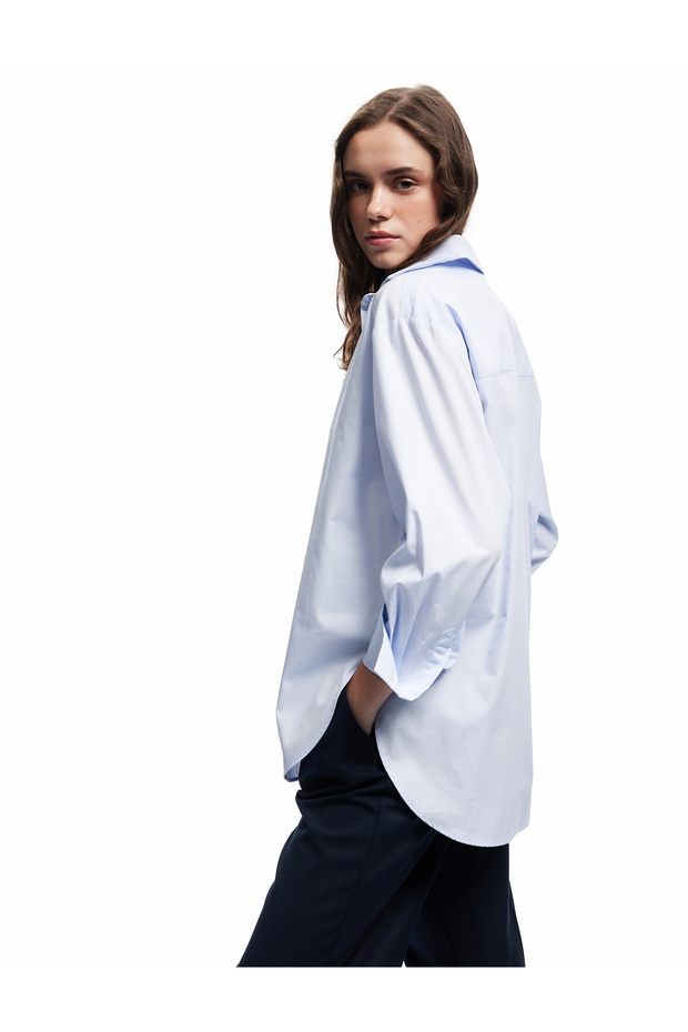 Comfortable Fit Cotton Classic Collar Long Sleeve Poplin Shirt