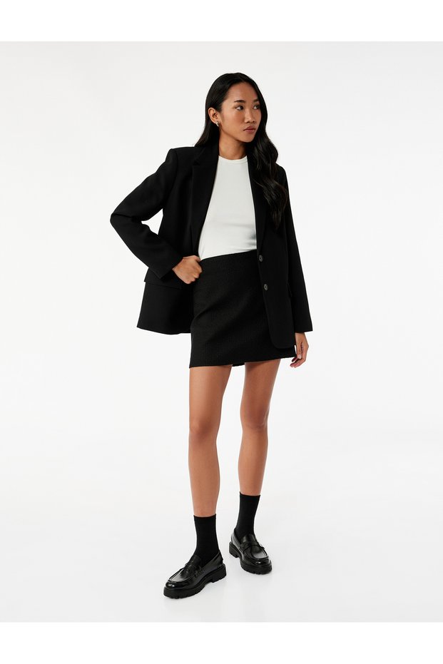 Slim Fit A-Line Tweed Mini Skirt