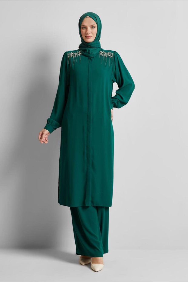 Stone Detail Pants Suit 45455