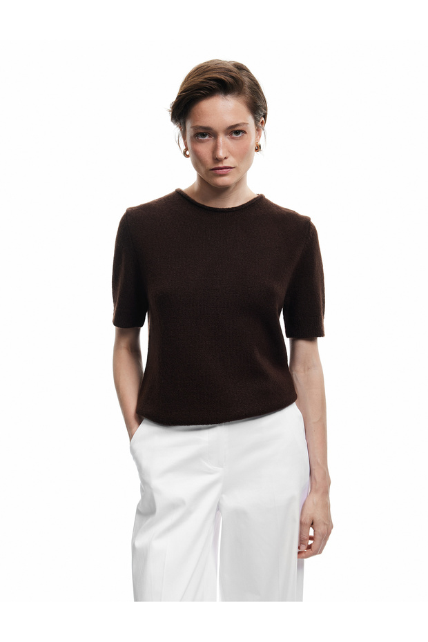 Crew Neck Short Sleeve Knitwear Sweater
