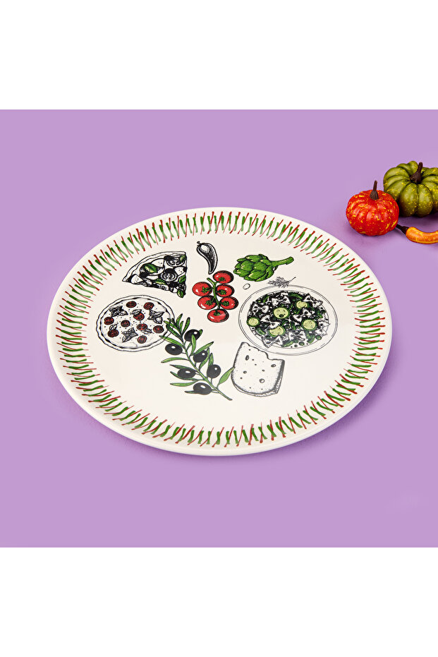 Kitchen The Best Pizza Tabağı - Renkli - 31 cm - 2