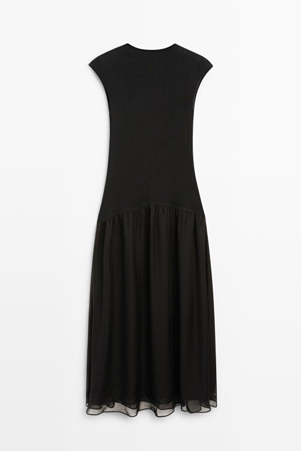 Kontrast uzun elbise - 8