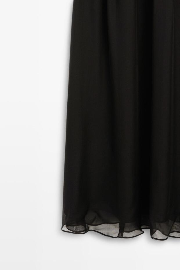 Kontrast uzun elbise - 7