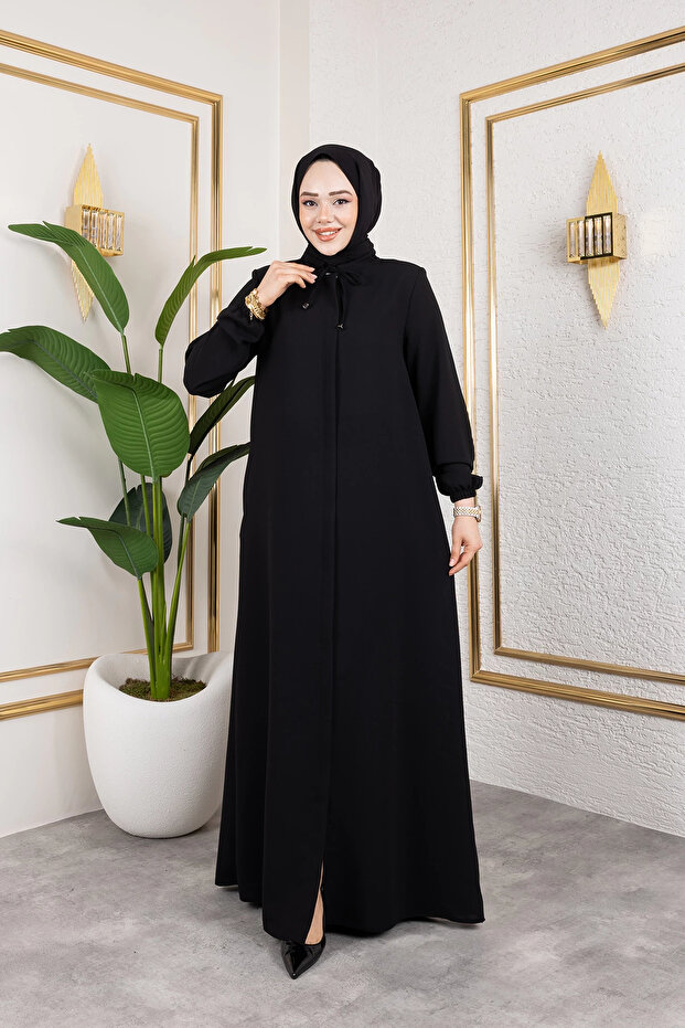 Casual Cut Hijab Ferace - Black