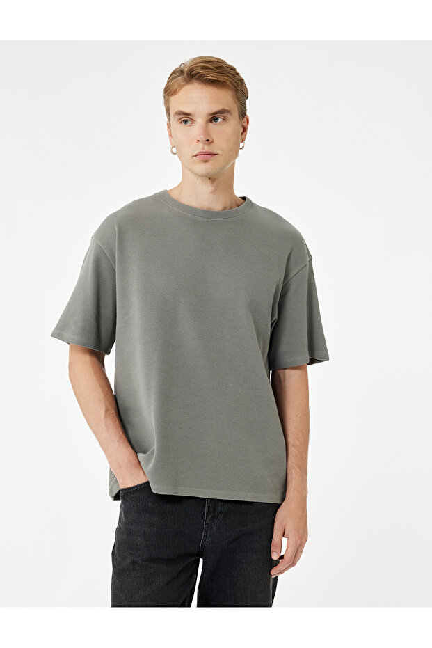 Cotton Short Sleeve Crew Neck Tok Fabric Oversize Basic T-Shirt