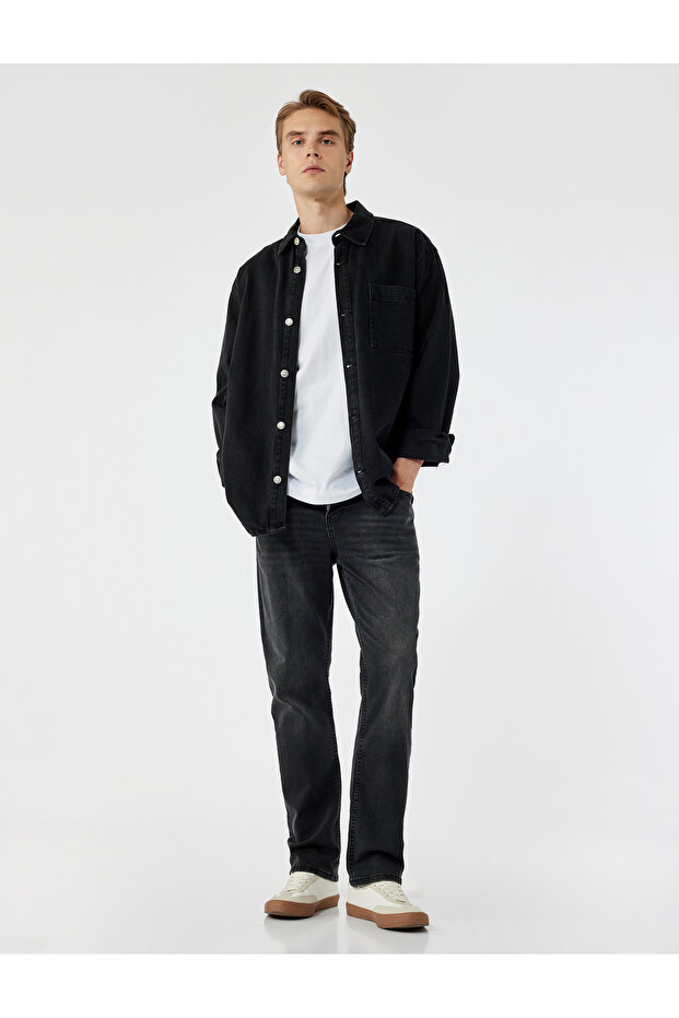Regular Waist Cotton Straight Fit Jean Pants - Mark Jean