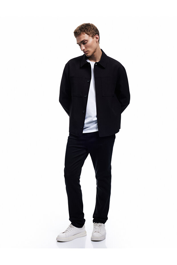 Regular Waist Buttoned Cotton Pocket Detailed Gabardine Trousers