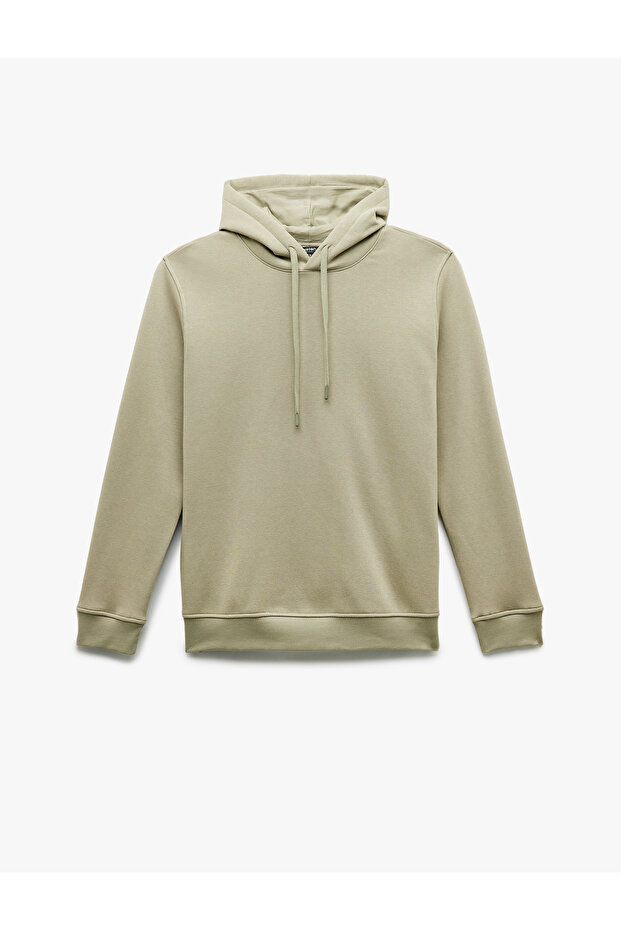 Şardonlu Uzun Kollu Basic Kapşonlu Sweatshirt - 3