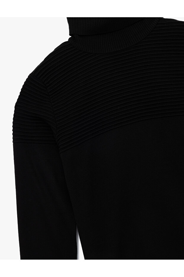 Long Sleeve Turtleneck Basic Knit Sweater - 5