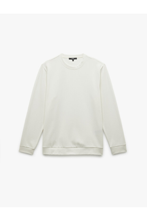 Uzun Kollu Bisiklet Yaka Basic Sweatshirt - 3