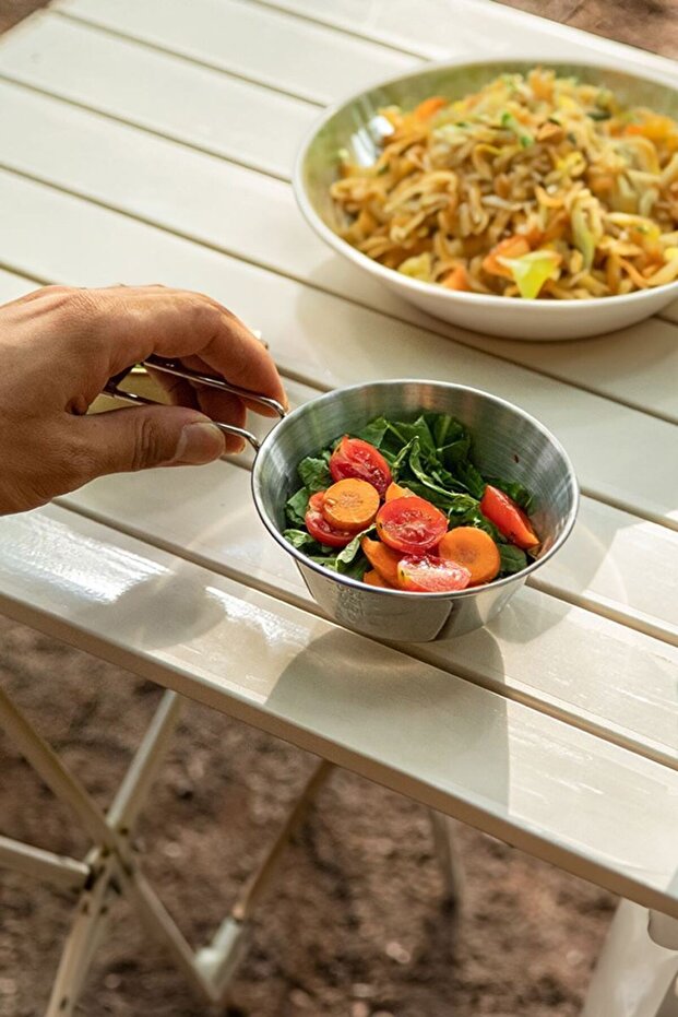 Çelik 275 ml Katlanır Kulp Ölçekli Kamp Ve Piknik Kasesi mt102 - 1