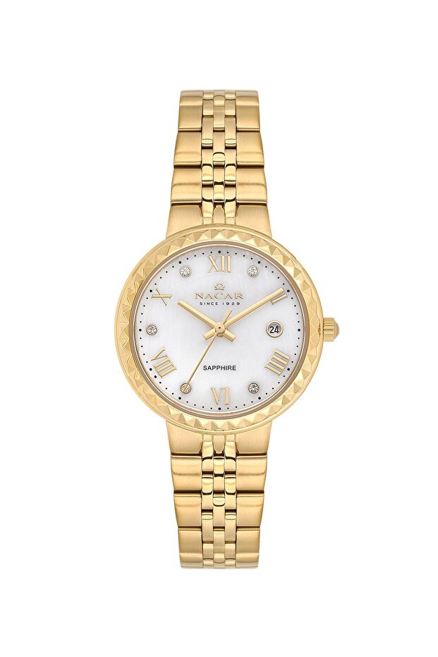 Sapphire Glass Gold Women's Wristwatch Nc34-39B716-Dsms